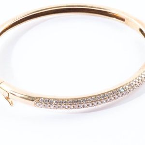 Yellow Gold Sterling Silver Cubic Zirconia Bangle